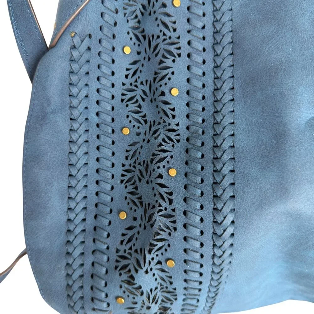 Elle Jae Gypset Palomina Crossbody Hobo Shoulder Bag Blue Gypsy Hippie Braided - Picture 5 of 9